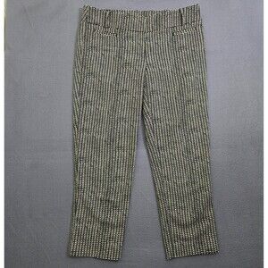 Ann Taylor LOFT Women 4 Black Mid Rise Herringbone Cropped Marisa Pants